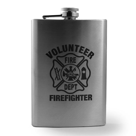 8oz Volunteer Firefighter Logo Flask L1