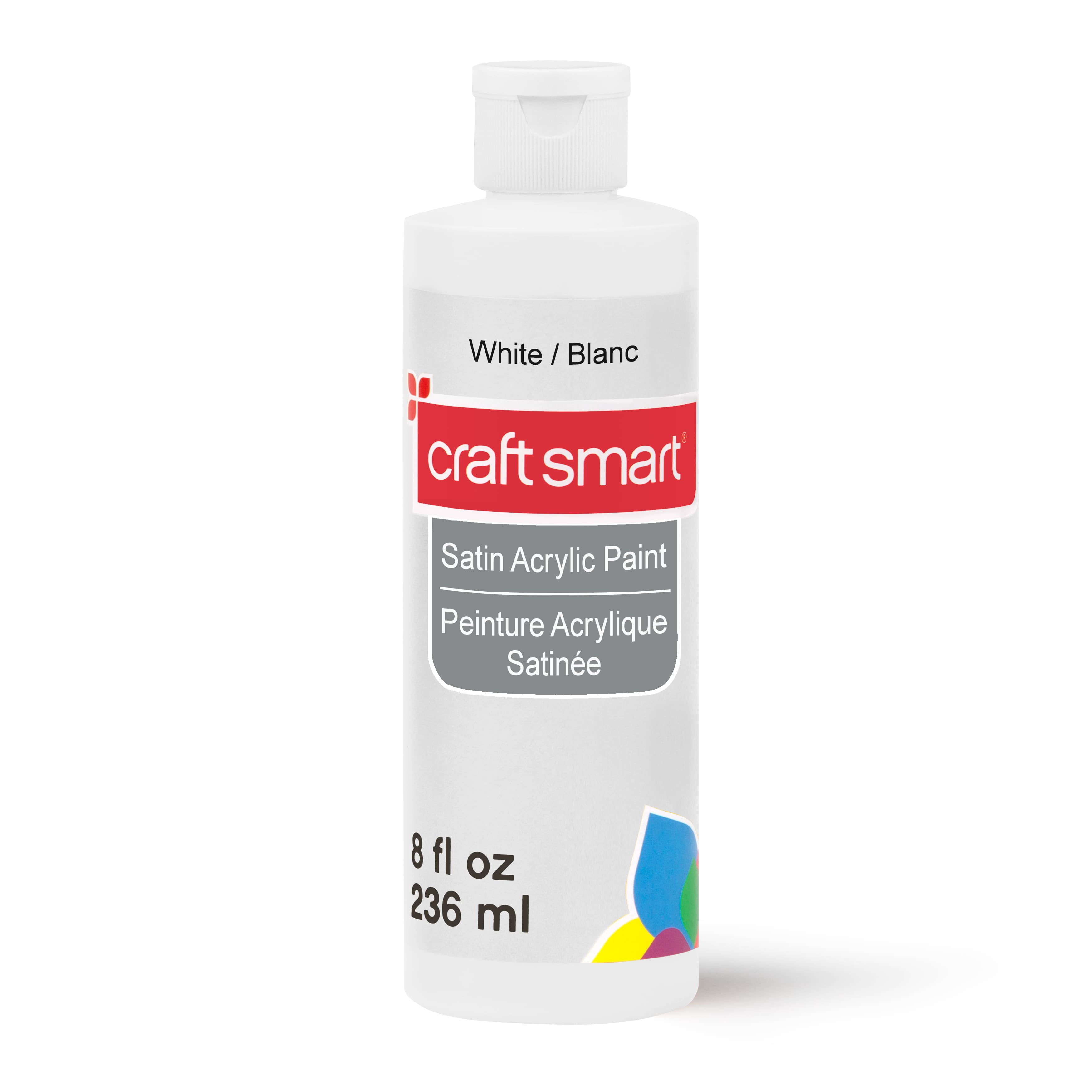 Craft Smart 8oz. White Satin Acrylic Paint - Non-Toxic Paint for Drawing, Painting, Art & Crafts Supplies - Bulk 8 Pack