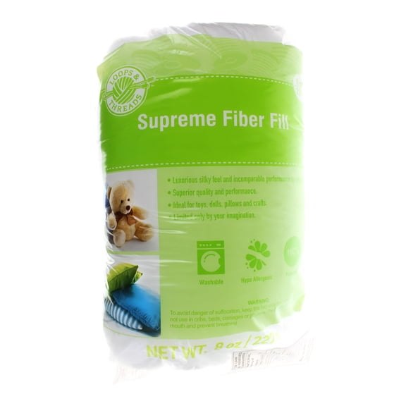 8oz. White Supreme Fiber Fill by Loops & Threads - Hypoallergenic Fluff Stuffing for Pillows - Toys - Animals - and Arts & Crafts - Bulk 6 Pack