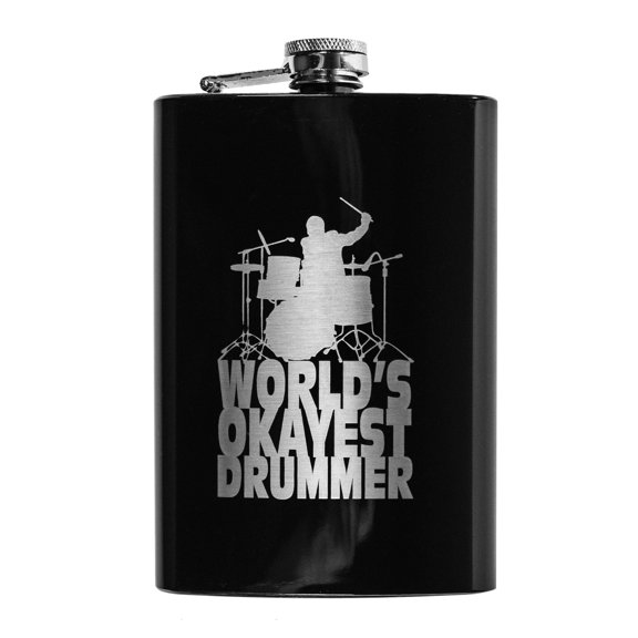 8oz World's Okayest Drummer Flask L1