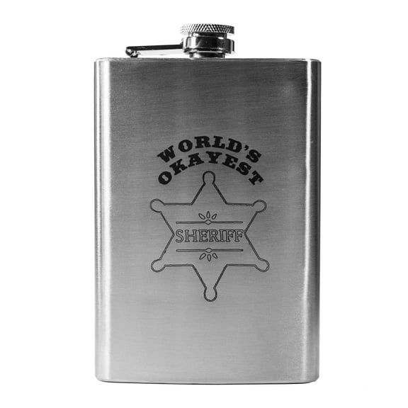 8oz World's Okayest Sheriff Flask L1
