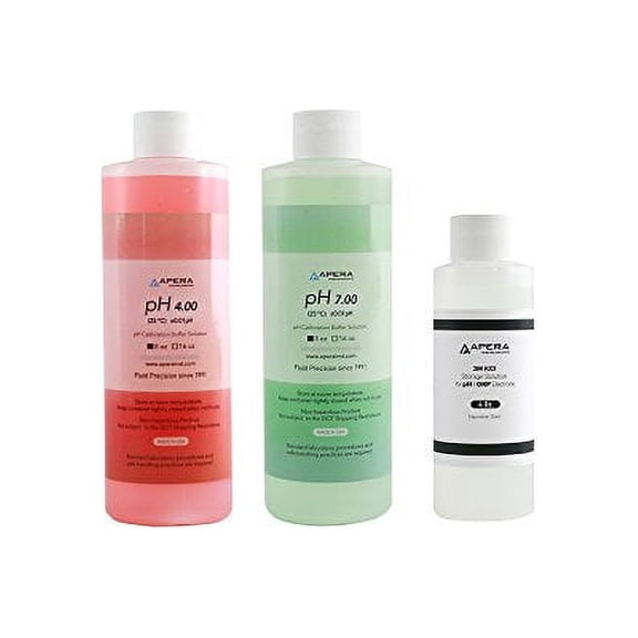 8oz. pH Calibration Buffer Solution Kit (pH 4.00 & 7.00), plus 4oz. 3M KCL Storage Solution for pH/ORP Electrodes