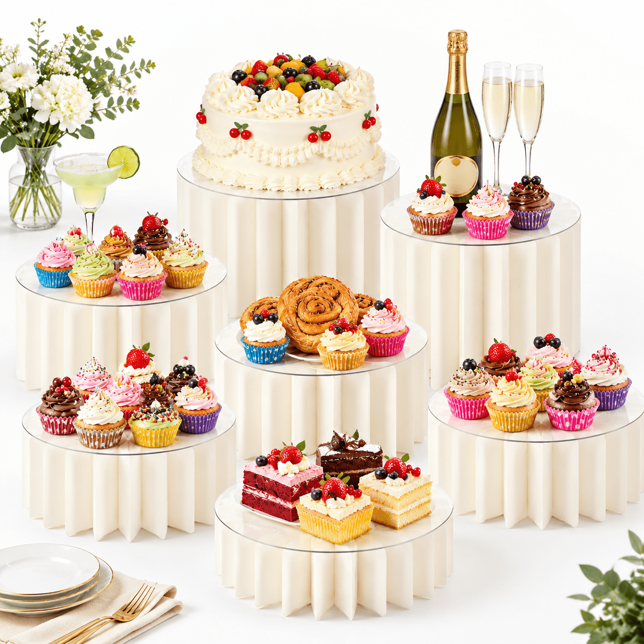 8pack Buffet Risers Display Stands Foldable Food For Table Tall Cake ...