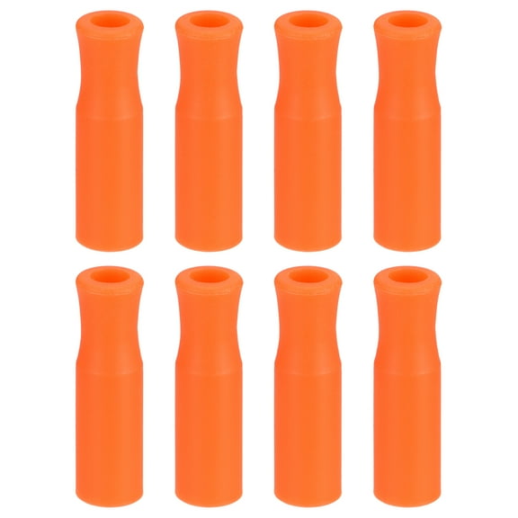 8pack Silicone Straw Tips, Soft Reusable Straws Tips Fit for 1/4 Inch(6mm) OD Stainless Steel Straws, Orange