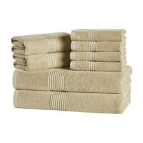 8pc 100% Combed Cotton Towel Set (2 Bath, 2 Hand, 4 Wash) - Beige
