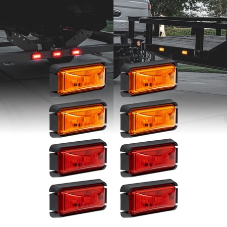 8pc 2.5" Amber Red LED Trailer Marker Light Black Bezel DOT FMVSS 108 SAE P2PCÂ
