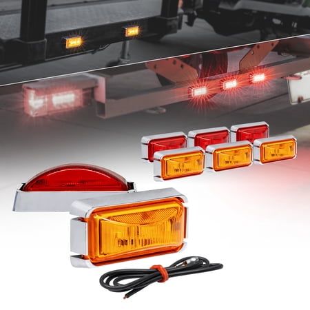 8pc 2.5" Amber Red LED Trailer Marker Light Chrome Bezel DOT FMVSS 108 SAE P2PCÂ