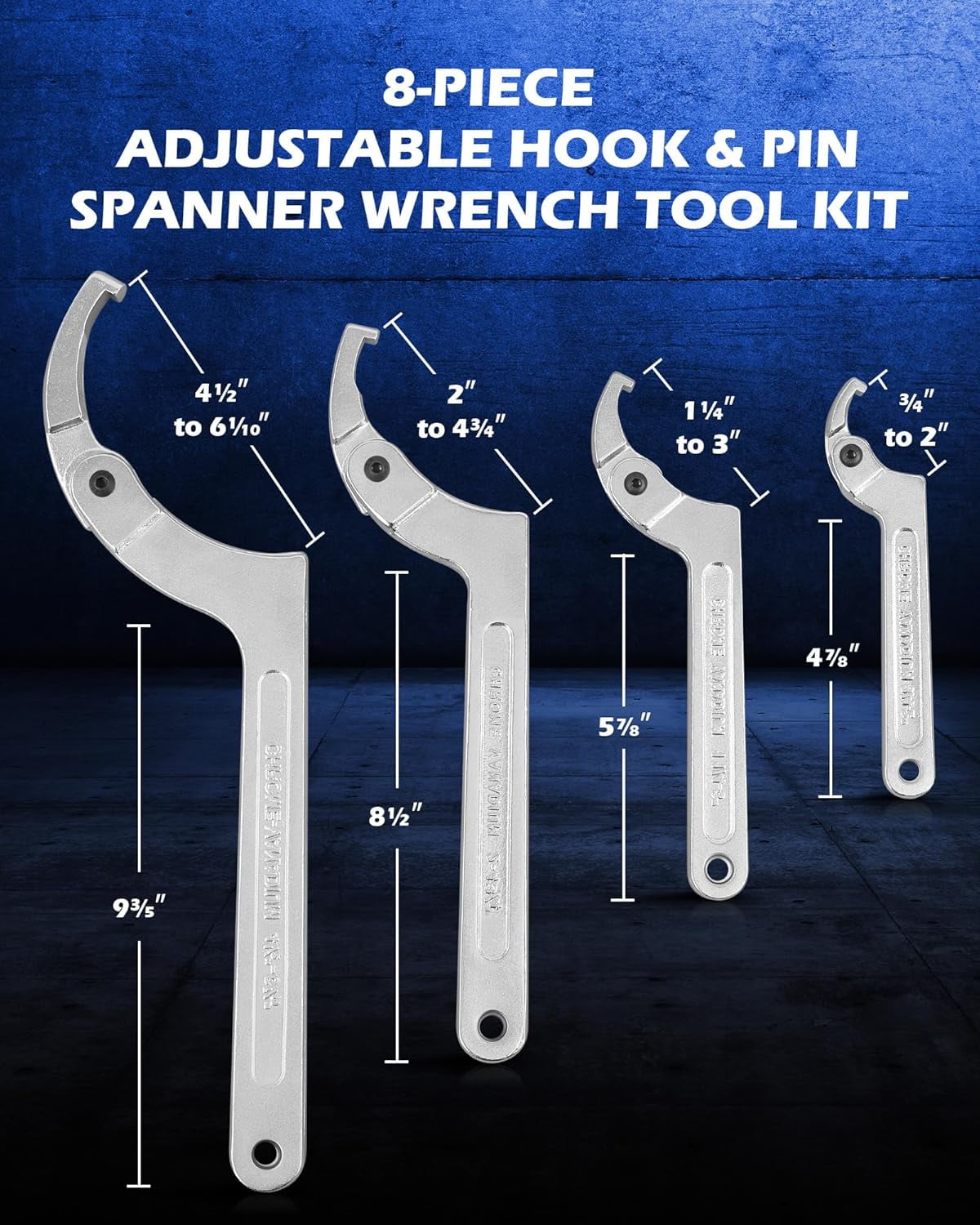 8pc Adjustable Pin Spanner Wrench Tool Set - Walmart.com