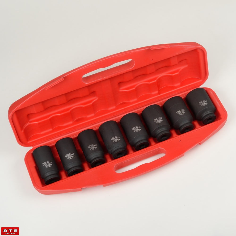 8pc Heavy Duty Axel / Spindle Nut Impact Socket Set