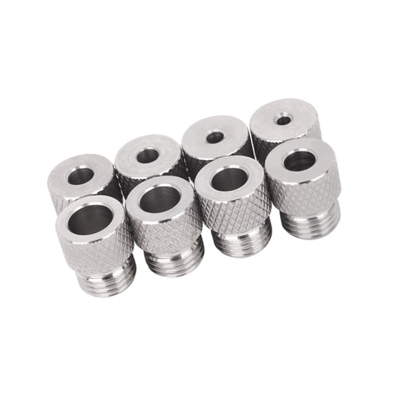 8pc High Durability Stainless Steel Drill Bushings 3-10mm Hole Coarse Thread Knurling