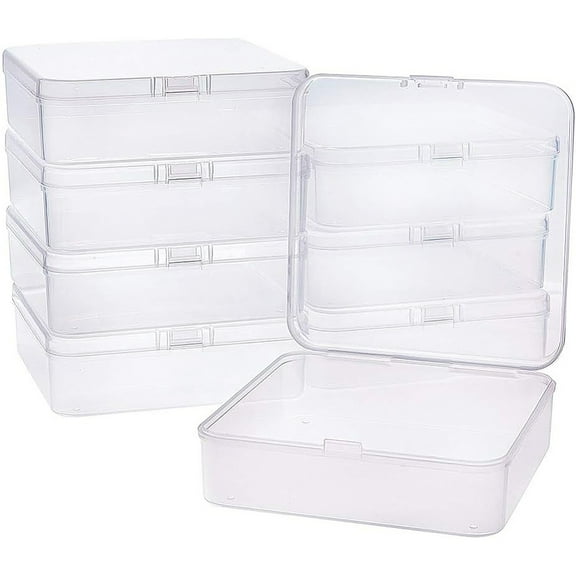 8pc Polypropylene(PP) Plastic Boxes Bead Storage Containers with Hinged Lid Square Clear 11.5x11.5x3.5cm