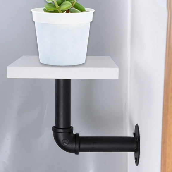 8pc Rustic Iron Pipe Shelf Set, 7.9" x 5.9" Wall-Mounted Shelving with Vintage Brackets for Home Decor and Retail Displays