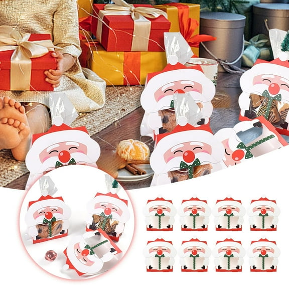 8pc Santa Themed Holiday Food Storage Box - Candy Cookies Container with Carry Handle