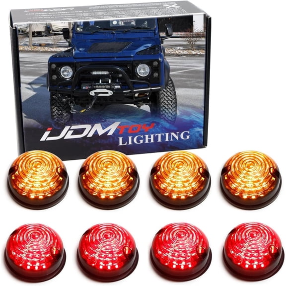 8pc Smoked Lens Full LED Upgrade Kit For Land Rover Defender Series 2 3 (Fit Front Turn Signal and Brake Tail Light Assembiles)