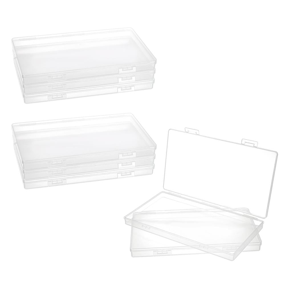 8pc Transparent Plastic Bead Containers with Hinged Lids for Beads and