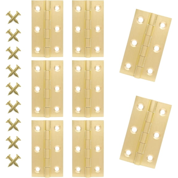 8pcs 2.5 Inch Brass Hinges, Gold Mini Butt Hinge