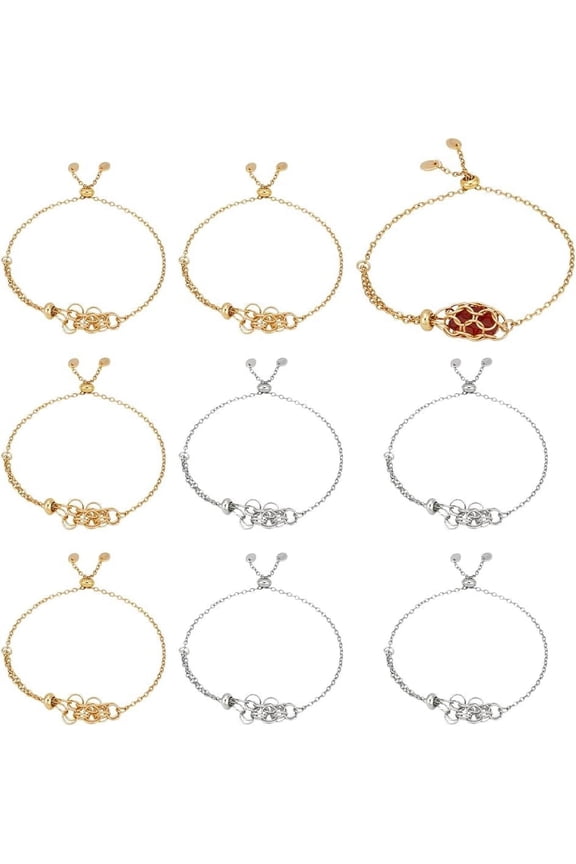 8pcs 2 Colors Crystal Stone Holder Adjustable Crystal Bracelet Holder Empty Stone Holder Metal Bracelet Cage Quartz Holder Stainless Steel Bracelets for DIY Bracelet Jewelry Making DIY