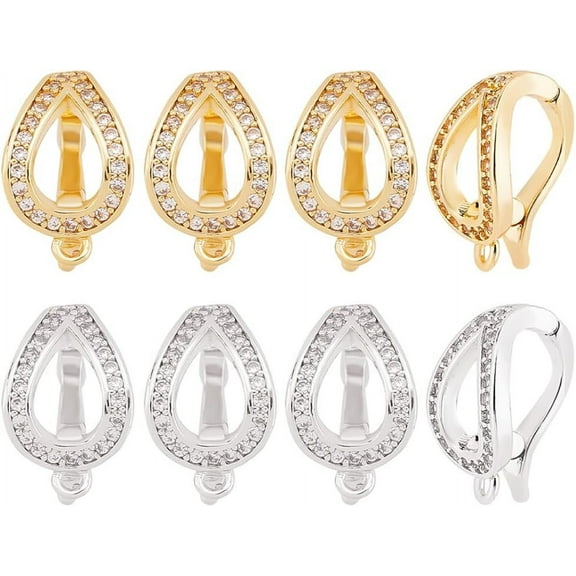 8pcs 2 Colors Necklace Shortener Enhancer Clasp Cubic Zirconia Diamond Connector Openable Lock Extender for 8mm (0.31 Inch) Pearl Gemstone Bead Jewelry Making for DIY