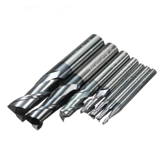 8pcs 2 to 12mm 2 Flutes Carbide End Mill Set Tungsten Steel Milling Cutter CNC Tool