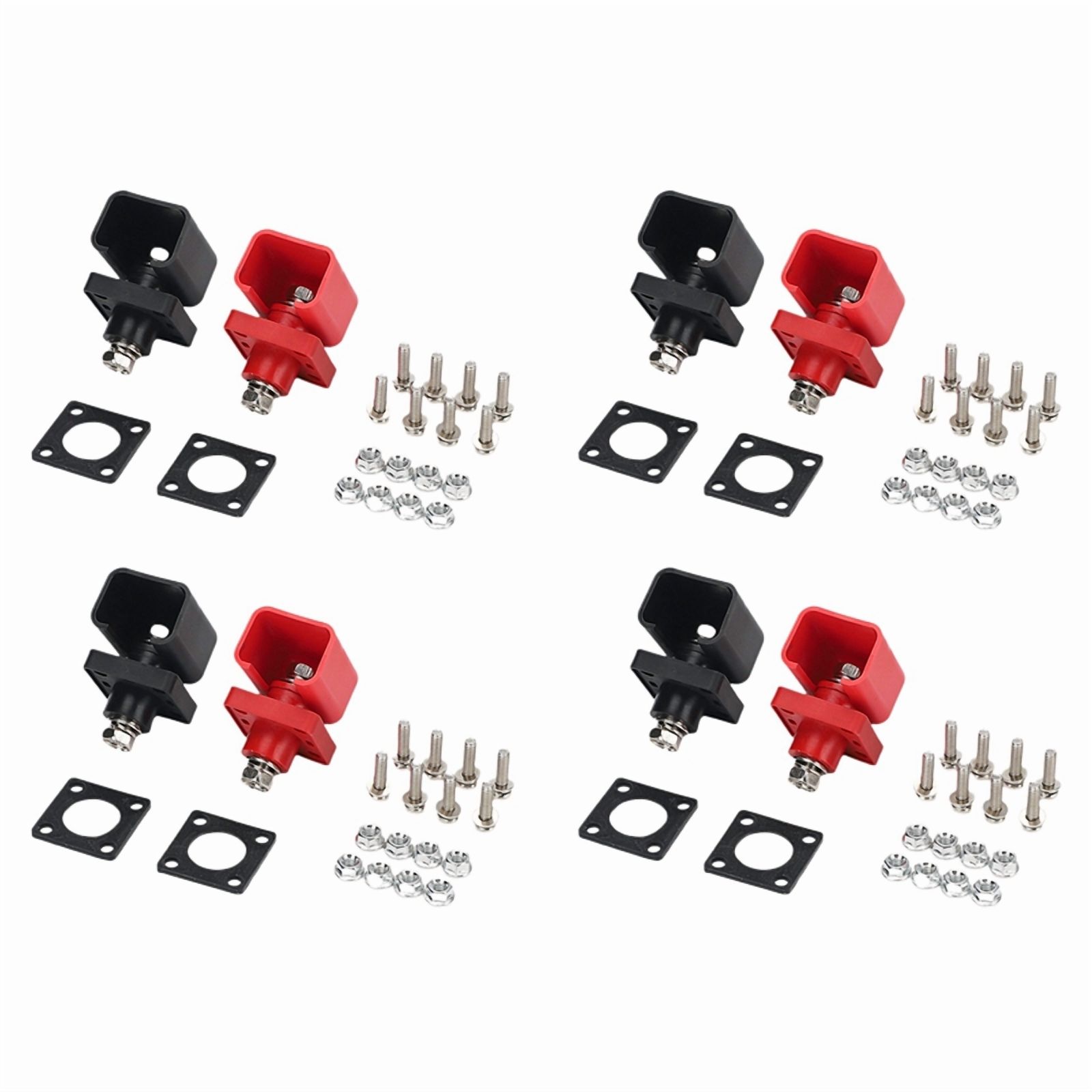 8pcs 200A Energy Storage Lithium Battery Terminal High Current Lithium Battery Copper Terminal Connector,8 x Lithium Battery Terminal block With accessories,Black&Red