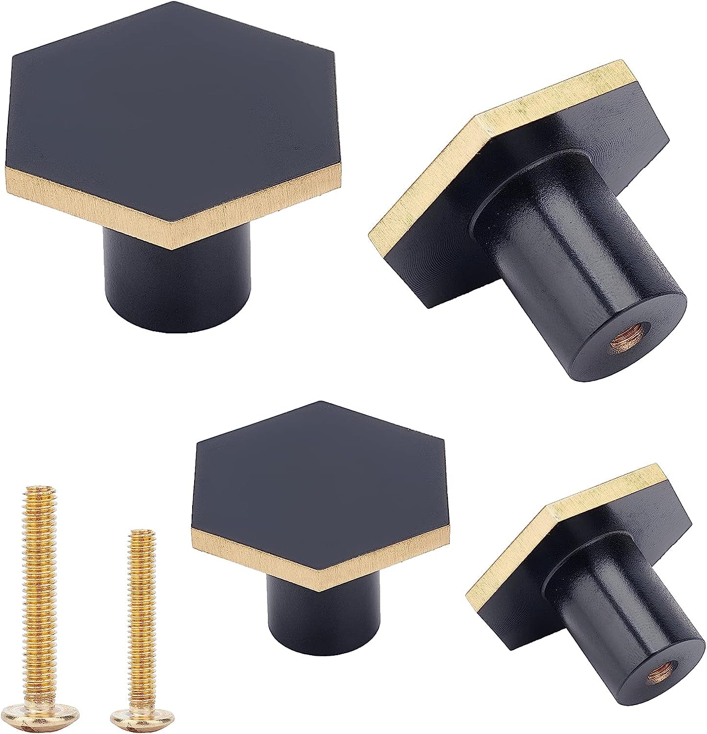 8pcs 2size Black Brushed Brass Knobs Gold Cupboard Knobs for Kitchen Copper Brass Cabinet Knobs for Drawer Brass Cabinet Knobs Pulls Hardware for DIY