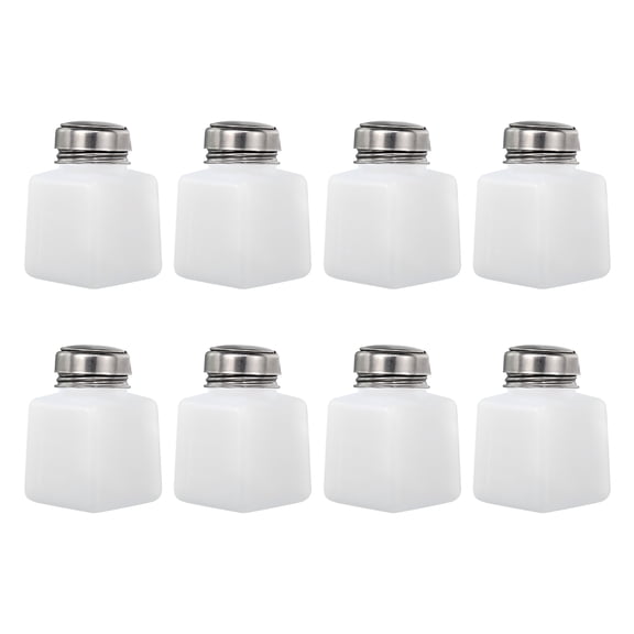 8pcs 3.4 Oz/100ml Alcohol Push Down Pump Dispenser Bottle Press Liquid Empty Container, White
