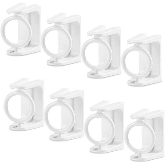 8pcs 360° Rotating Ring Curtain Rod Brackets No Drilling, Unlimited Installation Angle, Self Adhesive Tension Rod Curtain Rod Holders, Curtain Rod Hooks Hangers, White