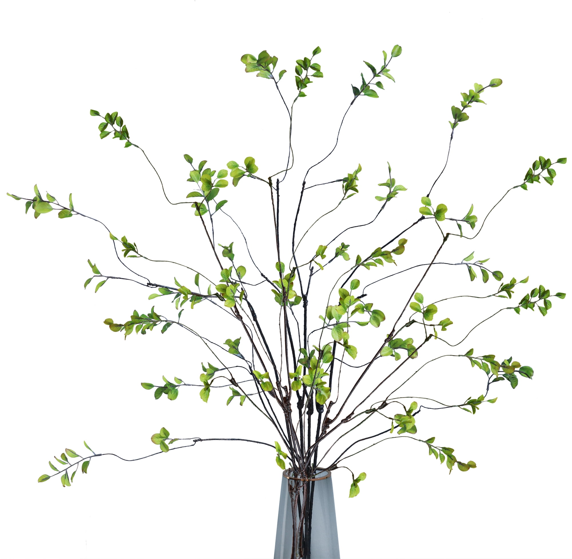 8pcs 38" Green Ficus Fake Leaves Silk Artificial Plants Tree Tall Greenery Stems Olive Branches Faux Flowers for Vases Filler Indoor Office Decorations Table Centerpiece Home Decor Forlaoers