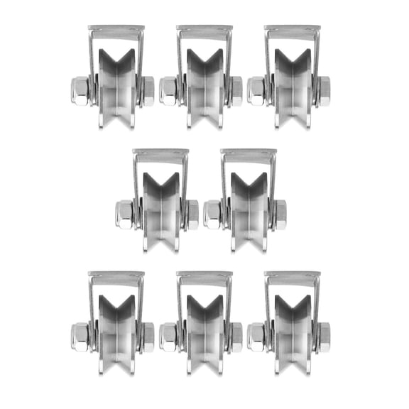 8pcs 3in V Groove Wheel Stainless Steel Heavy Duty Rigid Caster Sliding Gate Roller Track Wheel