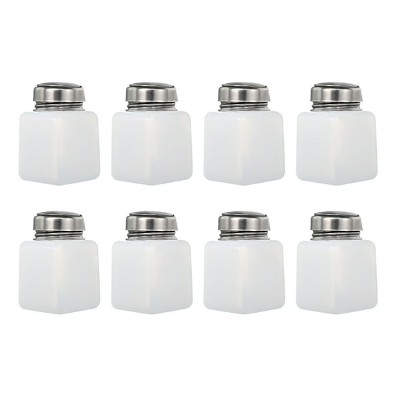 8pcs 4 Oz/120ml Alcohol Push Down Pump Dispenser Bottle Press Liquid Empty Container, White