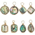 thumbnail image 1 of 8pcs 4 styles Natural Abalone Shell/Paua Shell Pendants with Eco-Friendly Copper Wire Wrapped Teardrop & Flat Round & Rectangle & Square Real 18K golden Plated, 1 of 7