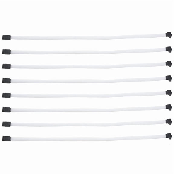 8pcs 50CM 3.0 III SATA3 7Pin Data Cable Right Angle 6Gb/S SSD Cables HDD Hard Disk Data Cord with Nylon Sleeved,8 x SATA3 7pin Data Cable,White