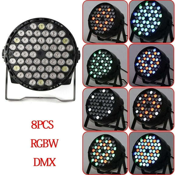 8pcs 54 x 3W RGBW DMX LED Par Stage Light Lighting Flat Light Lamp Show Party DJ