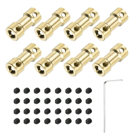 8pcs 5mm to 5mm Brass Shaft Coupling Joint Connector with Screws Hex Wrench Flexible Motor Shaft Coupler