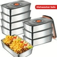 thumbnail image 1 of 8pcs 67oz Stainless Steel Marinating Containers - 2000 Metal Meat Marinade Container with Lid - Dishwasher Safe Food Storage, 1 of 8