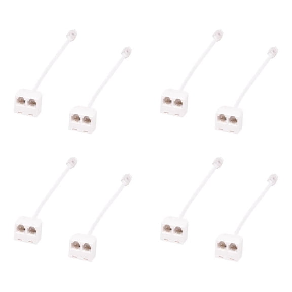 8pcs 6P4C RJ11 Dual Female to Male Telephone Cable Splitter Adapter
