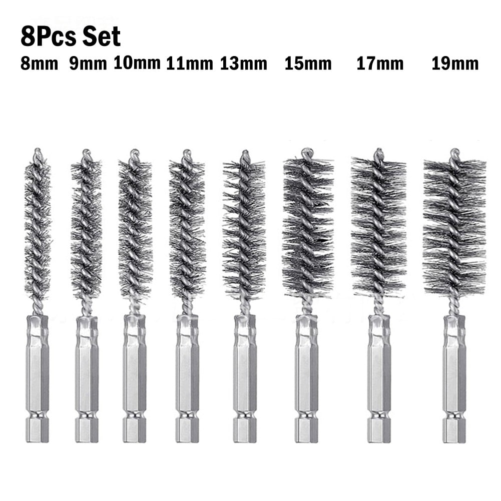 8pcs 819mm Wire Tube Cleaning Drill Brushes Set Rust Cleaner Washing Polishing
