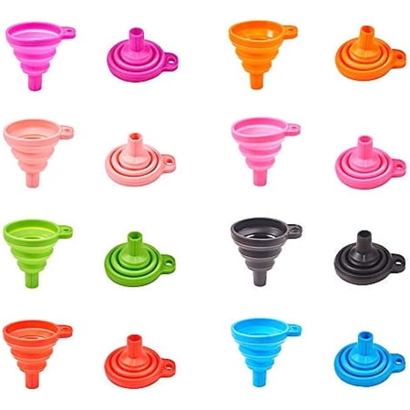 8pcs 8 Colors Silicone Collapsible Funnel Flexible Portable Funnel Hopper Foldable Kitchen Funnel