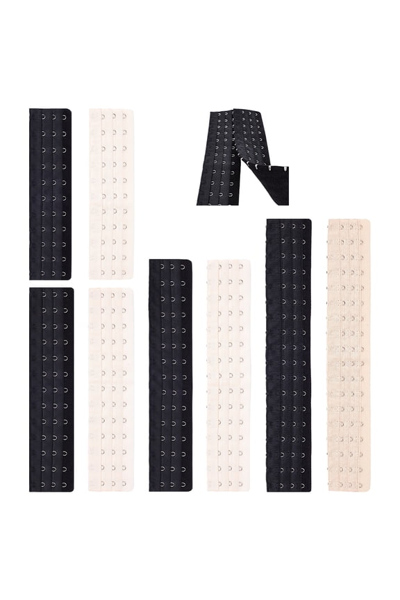 8pcs 8 style Polyester Hooks Longline Corset Bra Extender for Bustiers Shapewear Waist Cincher with Stainless Steel Rings & Hooks Mixed color 208~350x50~55x2~3.5mm 1pc/style