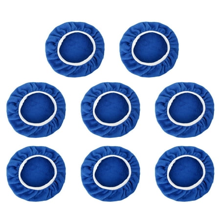 8pcs 9-10" Microfiber Car Polishing Waxing Bonnet Buffing Pad Cover Navy Blue