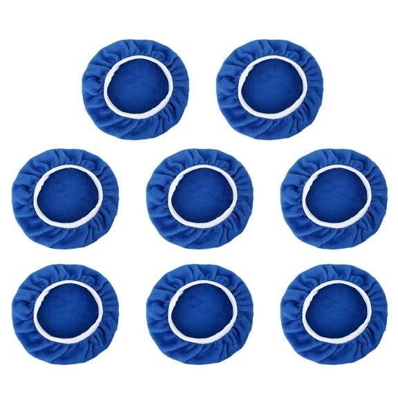 8pcs 9-10" Microfiber Car Polishing Waxing Bonnet Buffing Pad Cover Navy Blue