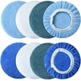 thumbnail image 1 of 8pcs 9-10 inch Polishing Pad Bonnets 8 Pack 4 Color 9'' to 10'' Orbital Polishing Pad Microfiber Coral Fleece Bonnet Car Buffer Polisher Waxing Covers for Automobile Glass Cleaning and Polish, 1 of 8