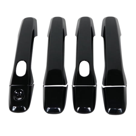 8pcs Abs Glossy Black Outer Side Door Handle Cover Trim With Smart Hole For Explorer 2011-2018
