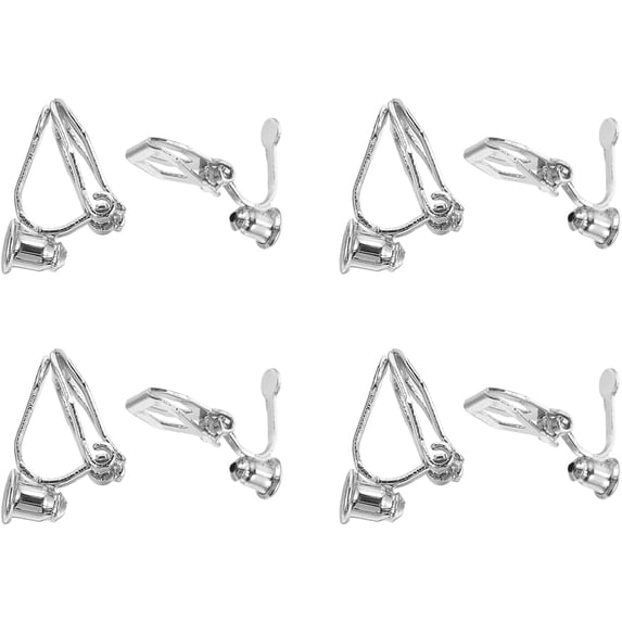 8pcs Accessories with Hole Safe Ear Clip-on Loop Pad Material Backs Findings No Painless Triangular Silver Tool Clips Clip- Triangle Earrings Pads Earring for Back Converter