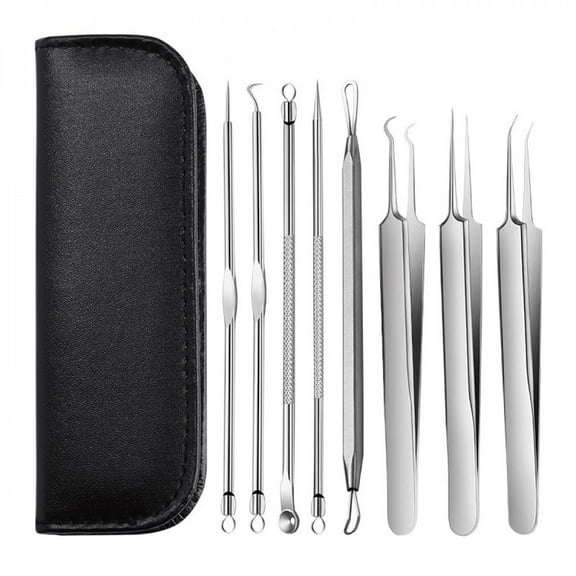 8pcs Acne Needle Set Stainless Steel Comedo Extractor Blemish Removers Skin Care Tool