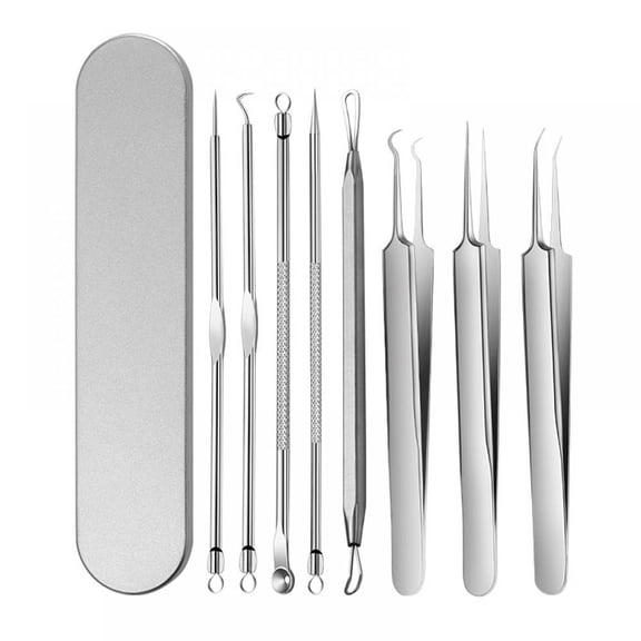 8pcs Acne Needle Set Stainless Steel Comedo Extractor Blemish Removers Skin Care Tool