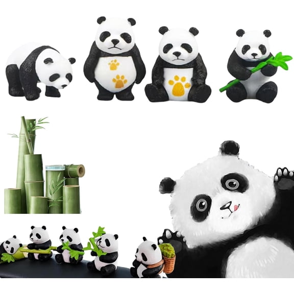 8pcs Adorable Panda Car Dashboard Decor Set, Cute Panada Car Dashboard Ornament, Mini Panda Decorate Cute DashboardCar (3)