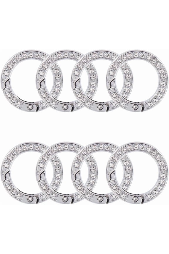 8pcs Alloy Rhinestone Spring Gate Rings Ring Platinum 28.5x5mm for DIY