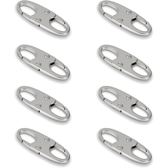 8pcs Anti Theft Zipper Clips Double Opening Small Carabiner Clips Zinc Alloy Zipper Pull Replacement for Travel, Commuting and Camping (Sliver)