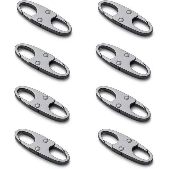 8pcs Anti Theft Zipper Clips Double Opening Small Carabiner Clips, 8Pcs Elegant Zinc Alloy Zipper Pull Replacement for Travel, Commuting and Camping (Space Grey)